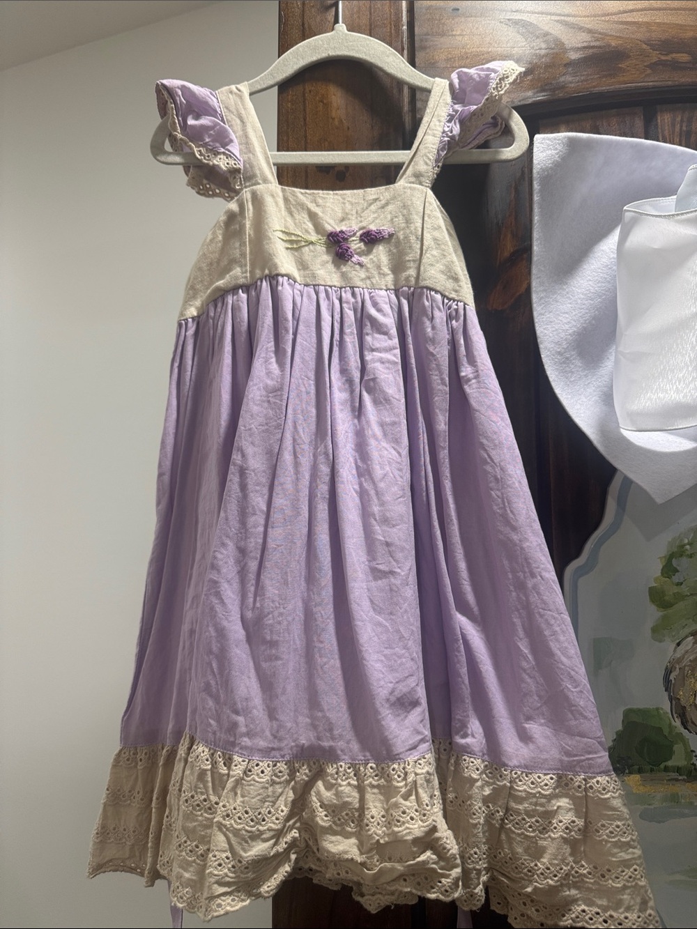 Well Dressed Wolf Lavender and Cream Ruffle-Trim Casual Dress